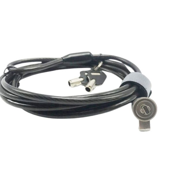 Secure your laptop and bicycle with this durable security lock featuring a key mechanism, ideal for preventing theft and ensuring safety during travel or in public spaces.