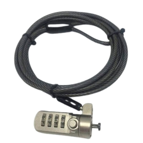 Digital combination number lock secured on a laptop, providing enhanced security for personal and professional data. Perfect for safeguarding devices with reliable locking mechanisms.