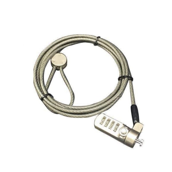 Secure digital combination lock with cable for laptops and electronic devices. Ideal for preventing theft and unauthorized access, featuring a durable design and easy-to-use combination mechanism.