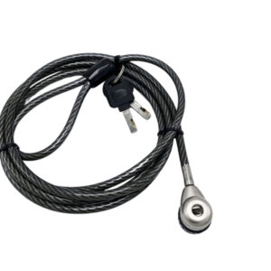 Durable steel cable lock designed for securing laptops and preventing theft, featuring a strong lock mechanism and flexible cable for versatile security solutions.