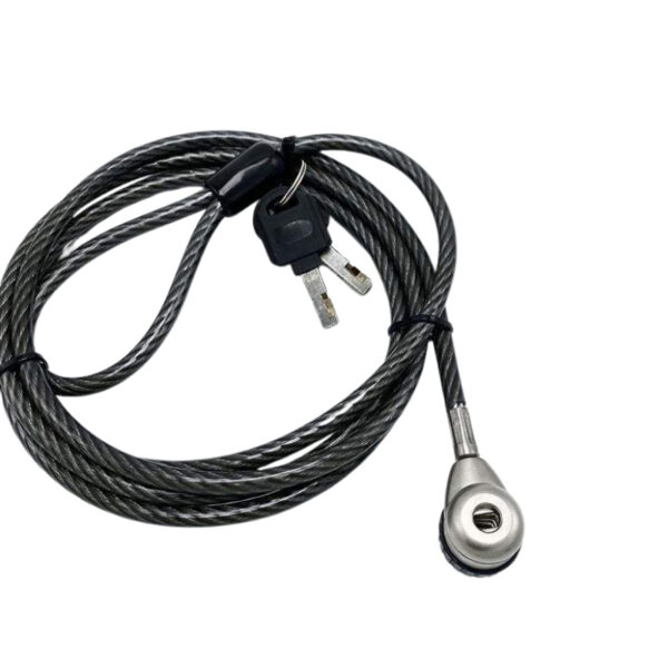 Durable steel cable lock designed for securing laptops and preventing theft, featuring a strong lock mechanism and flexible cable for versatile security solutions.