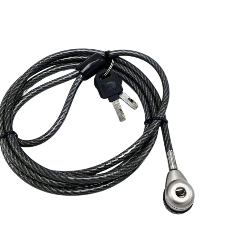 Durable steel cable lock designed for securing laptops and preventing theft, featuring a strong lock mechanism and flexible cable for versatile security solutions.