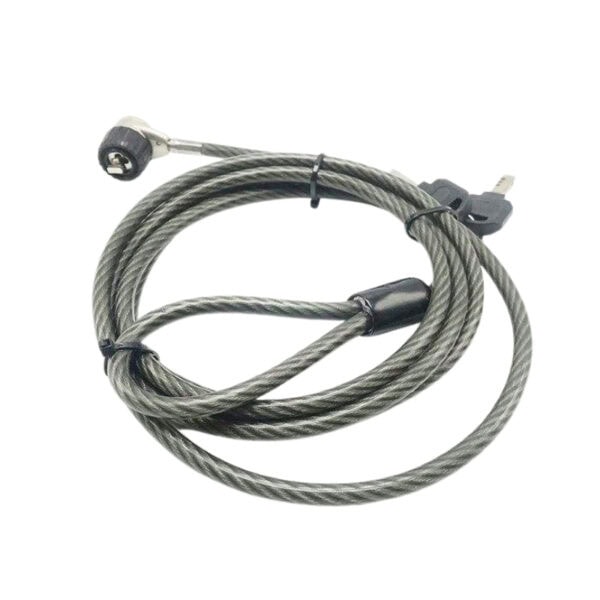 High-security cable lock designed for laptops and electronic devices, providing reliable theft prevention with durable steel cable and key lock mechanism.