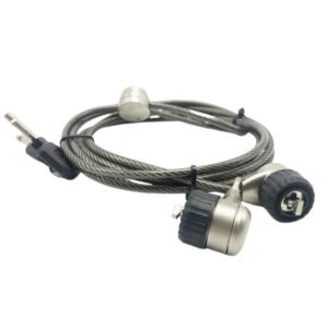 High-security laptop lock with key mechanism for anti-theft protection.