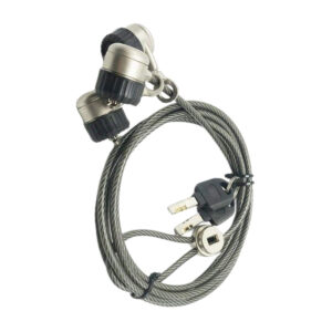 Secure laptop with ANLI LOCK cable lock featuring a key mechanism for reliable theft prevention. Ideal for retail, office, and travel use to protect valuable electronics.