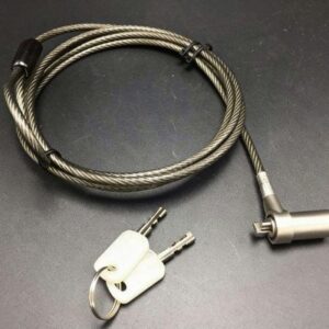 Heavy-duty stainless steel cable lock with keys, ideal for securing bicycles, gates, or outdoor equipment. Durable and reliable security solution for home or commercial use.