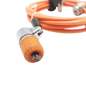 Secure your laptop with this anti-theft lock cable featuring a durable metal lock and orange cable for easy identification. Ideal for preventing theft in offices, cafes, and public spaces.