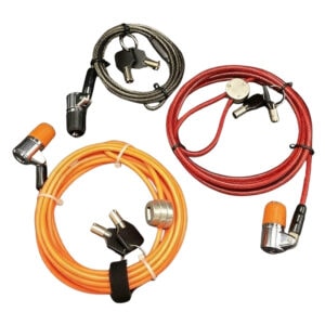 Secure laptop lock cables with combination and key options for anti-theft security. Ideal for safeguarding laptops in offices, cafes, and public spaces. Durable and reliable design.