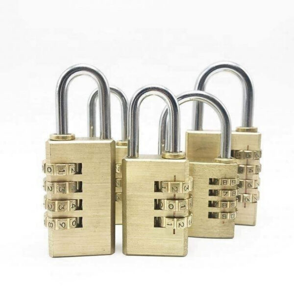Security brass padlocks with combination dials, waterproof design, ideal for securing lockers, gates, and storage units. Perfect for outdoor and indoor use, offering reliable protection.