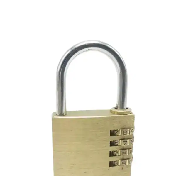 High-security brass padlock with combination lock, ideal for outdoor use and securing valuables.