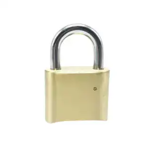 Secure brass padlock with durable metal shackle, ideal for safeguarding valuables and lock boxes.