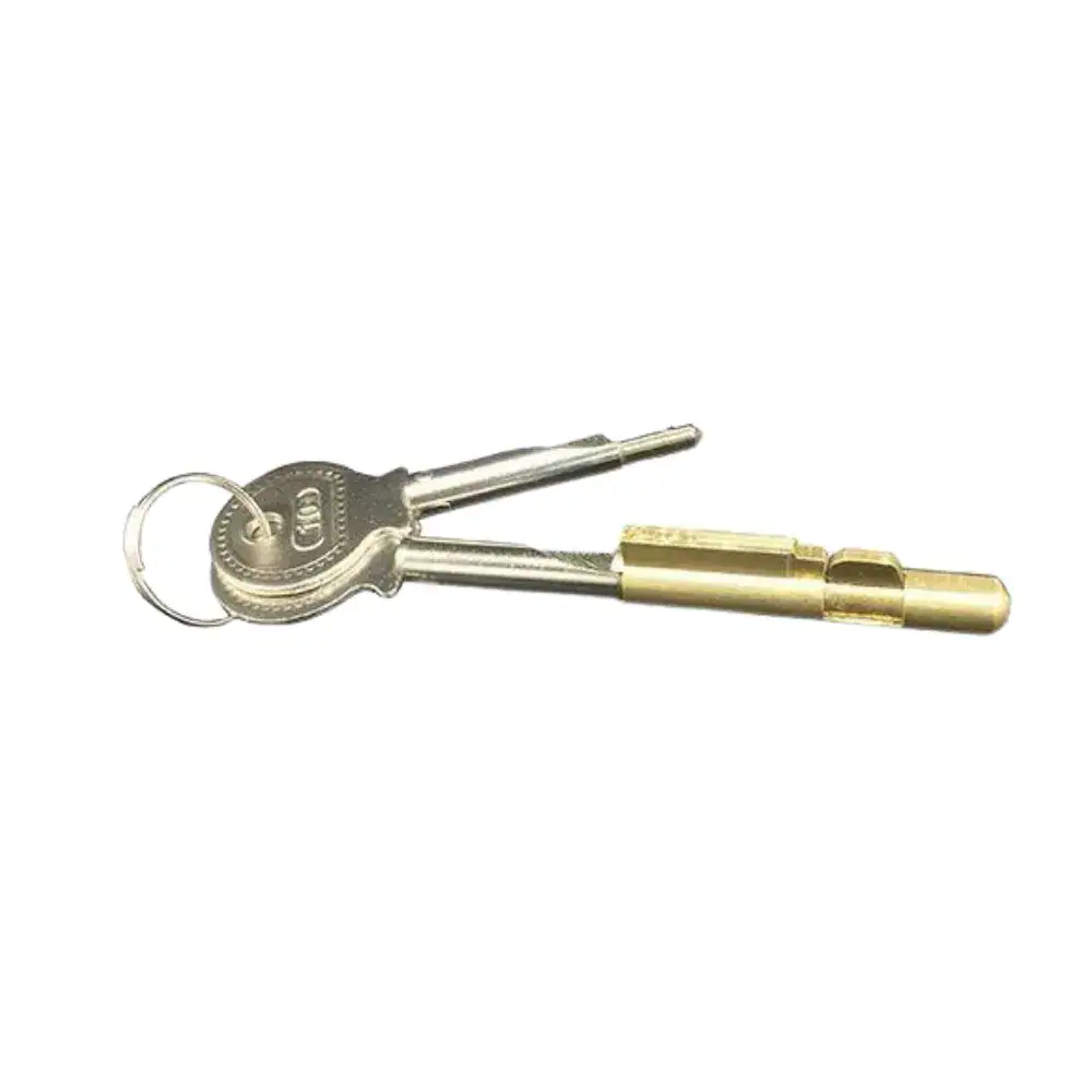Key for sliding glass door lock used in deep freezers, ensuring secure closure and protection of stored items. Ideal for commercial and industrial refrigeration units.