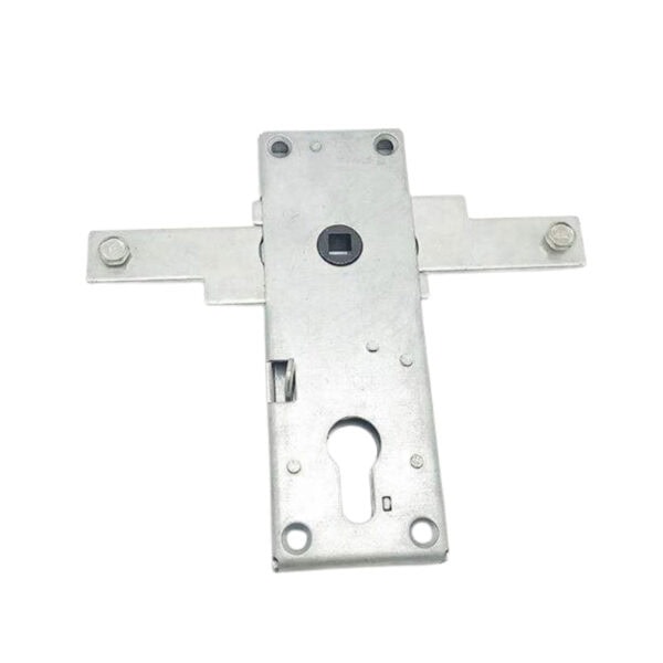 Secure rolling shutter door lock for high security garages. Durable metal construction with key lock mechanism, designed to protect garage doors from unauthorized access.