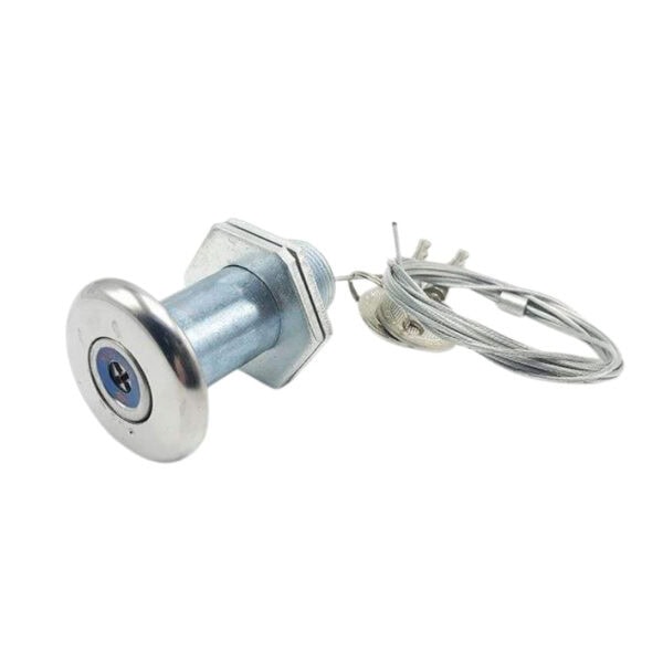 Secure garage door lock with key, ideal for bottom door locking solutions. Durable metal construction ensures reliable protection for commercial and residential garage doors.
