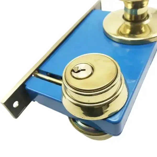 High-security keyed entry door lock featuring a durable silver lock mechanism, ideal for residential and commercial doors. Provides reliable security and easy key access.