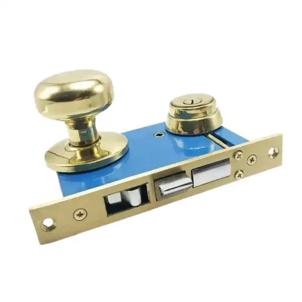 High-security keyed entry door lock featuring a durable silver lock mechanism, ideal for residential and commercial doors. Easy to install and provides reliable security.