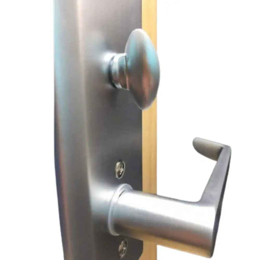 Secure door handle lock with key for enhanced safety and privacy. Durable metal construction, ideal for residential and commercial doors, ensuring reliable security.