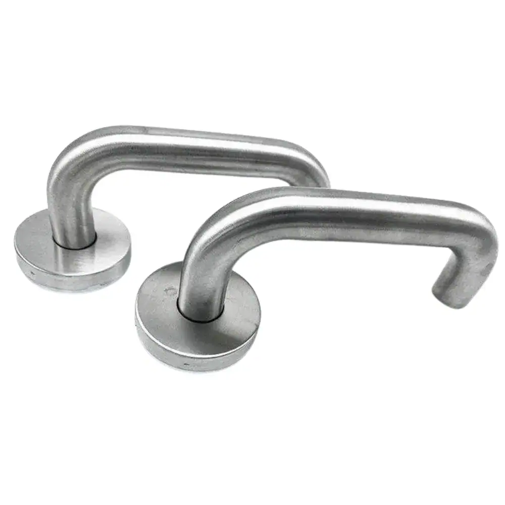 High-quality U-shaped door handle set, ideal for commercial and industrial doors, providing durability and secure grip. Perfect for modern door hardware installations.