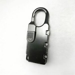 Stainless steel locking carabiner for secure attachment, ideal for outdoor gear, climbing, and safety equipment with durable construction.