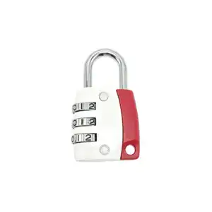 Secure zinc alloy padlock with a red rubber cover and 3-digit combination lock for enhanced security. Ideal for lockers, cabinets, and storage units, offering durability and easy combination access.