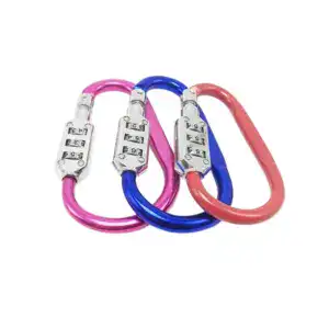 Secure pink, blue, and red carabiners with combination locks for versatile security applications. Durable metal construction with easy-to-use combination mechanisms.