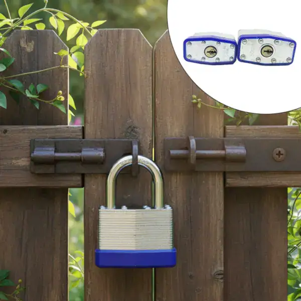 Padlock with laminated steel body and shackle for enhanced security and durability. Ideal for outdoor use, fencing, gates, and storage units. Customizable options available for China suppliers.