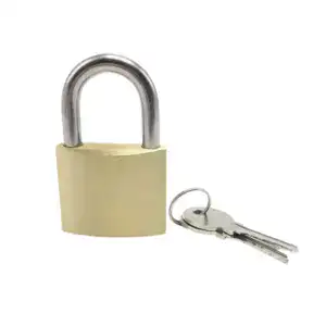 Secure small brass padlock with key, ideal for personal and professional security applications. Durable solid brass construction with a stainless steel shackle, perfect for locking cabinets, lockers,.