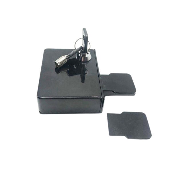 Secure mini coin deposit lock with key, designed for vending machines and coin-operated devices, featuring a coin box and easy access for authorized personnel.