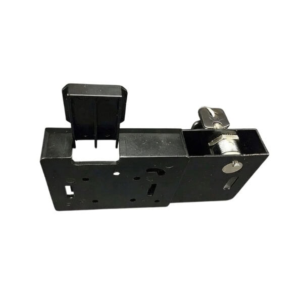 Operated locker lock designed for supermarket phone charging storage units. Durable metal construction with key and coin mechanism for reliable access control.