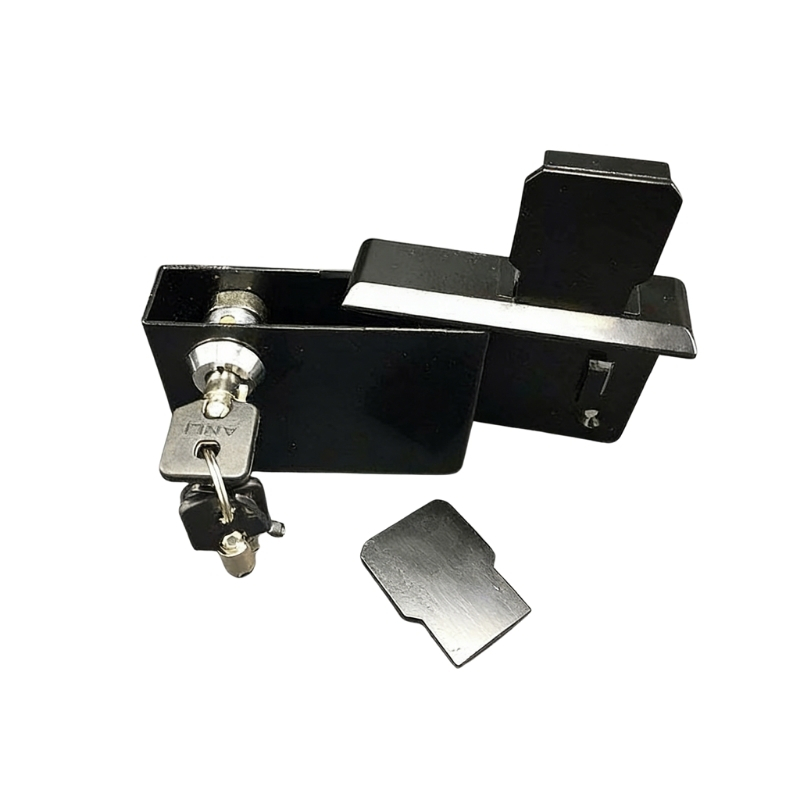 Secure coin deposit box lock with euro coin mechanism, featuring a sturdy metal construction and key lock for reliable security. Ideal for vending machines, lockers, and coin-operated devices.