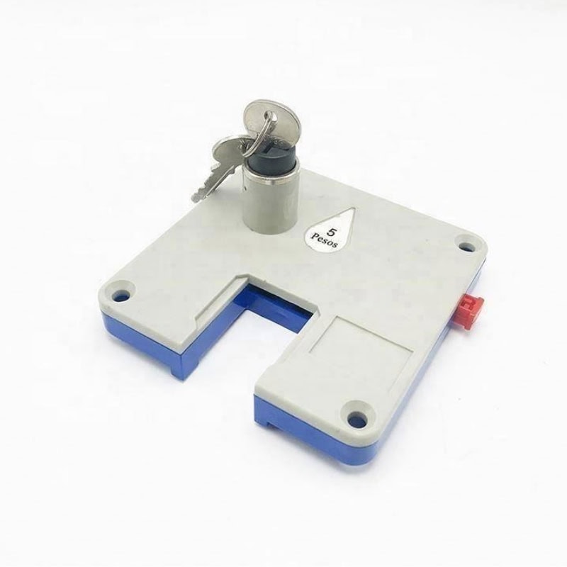 A coin operated cabinet lock featuring a master key, designed for secure access control in vending machines, lockers, and cabinets. Durable metal construction with easy key operation.