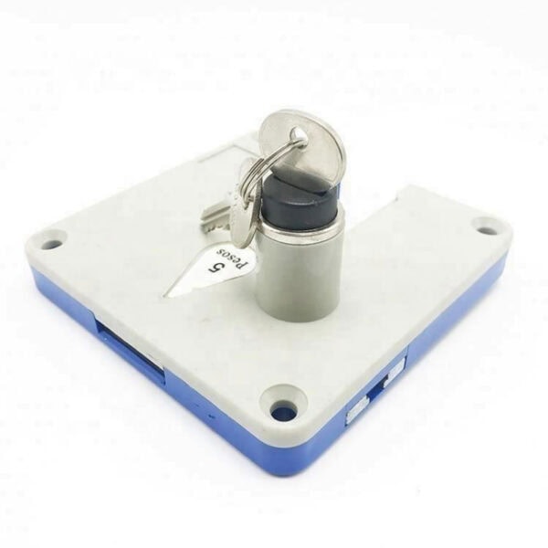 Operated cabinet lock with master key, ideal for vending machines, lockers, and access control systems.