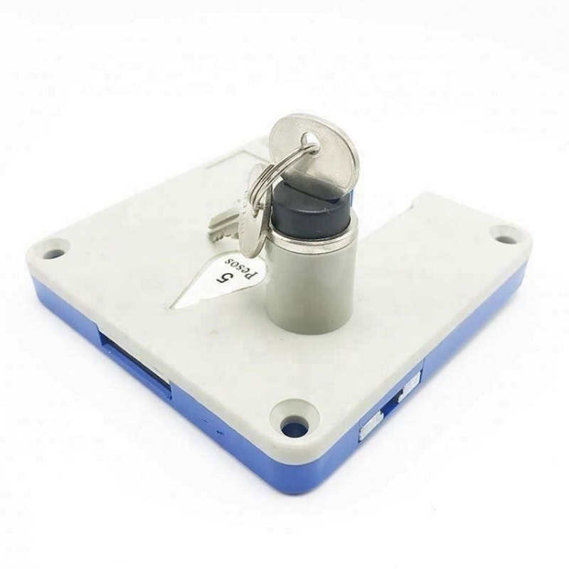 Operated cabinet lock with master key, ideal for vending machines, lockers, and access control systems.