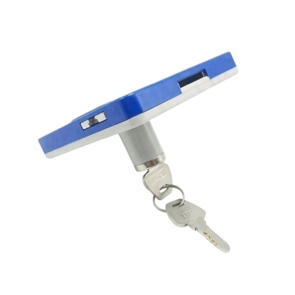 Secure coin-operated bathroom lock featuring a key for reliable access control and deposit management in gym lockers and public restrooms.