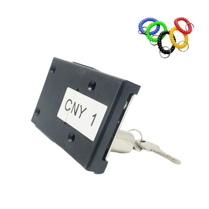 Durable zinc alloy coin slot lock with key for secure access control, ideal for lockers, cabinets, and safes. Easy to install and operate, providing reliable security.