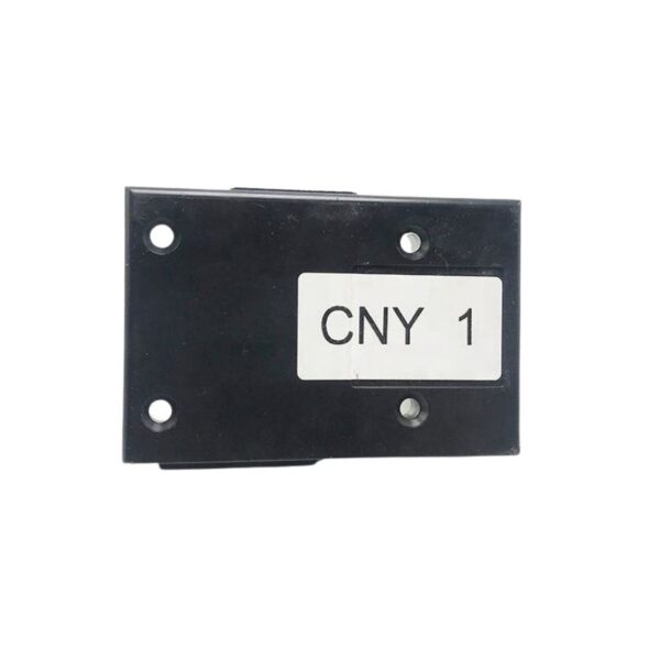 Coin slot lock made of durable zinc alloy with a secure key mechanism, ideal for safes, lockers, and cabinets. Compact design with a label "CNY 1" for easy identification and secure locking.