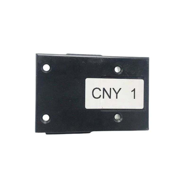 Coin slot lock made of durable zinc alloy with a secure key mechanism, ideal for safes, lockers, and cabinets. Compact design with a label "CNY 1" for easy identification and secure locking.