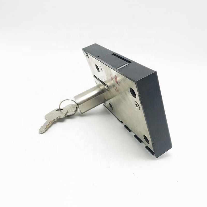 Secure cam slot coin lock with key for vending machines and lockers.