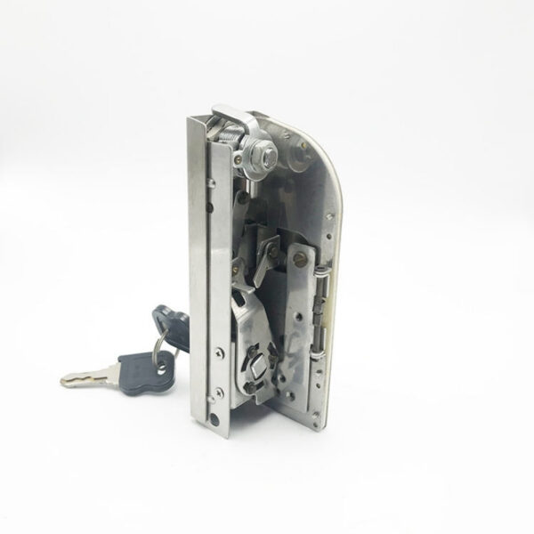 Security stainless steel euro coin door lock with key for commercial and residential doors. Durable, corrosion-resistant lock mechanism designed for enhanced security.