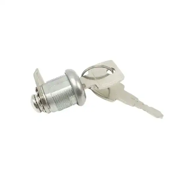 Secure hidden cabinet door lock with key for discreet storage solutions.