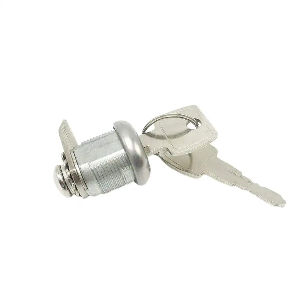 Secure hidden cabinet door lock with key for discreet storage solutions.