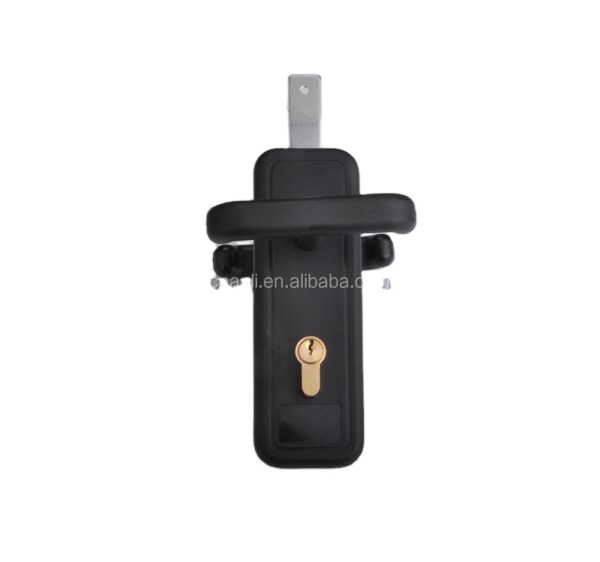 Garage barn door emergency lock with lock handle