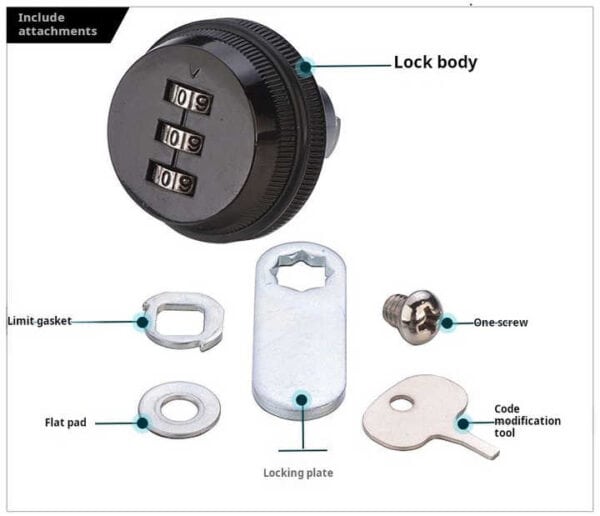 ANLI 3-Digit Combination Cam Lock for Cabinet Mailbox - Image 5