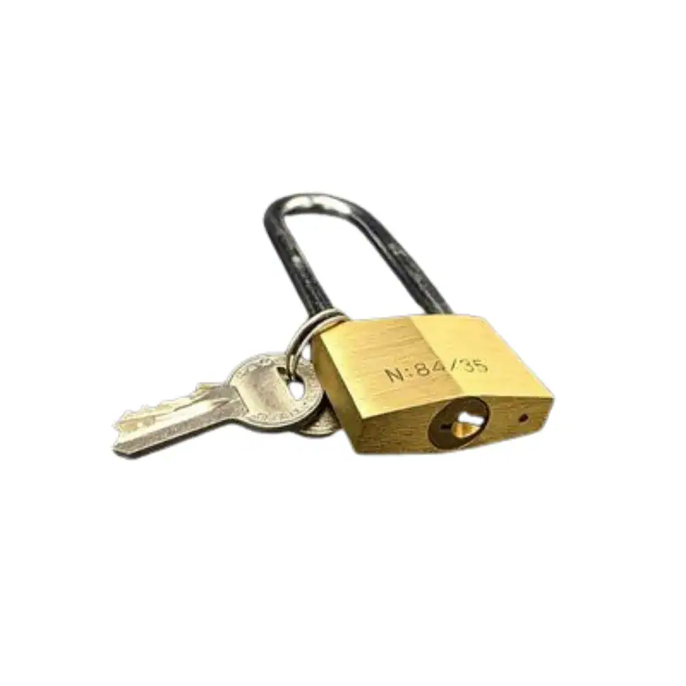 Secure weatherproof padlock with key for high security applications.