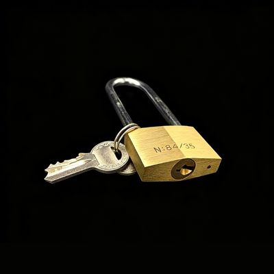 High-quality brass padlock with key for enhanced security and durability, ideal for safeguarding valuables and personal possessions.