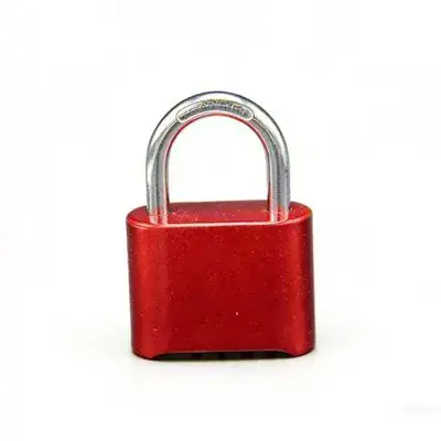 Red combination padlock for lockers, ideal for securing personal belongings in gyms, schools, and workplaces. Durable and reliable, perfect for a secure locker solution.