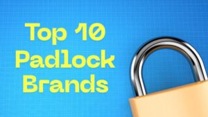 Padlock security device on digital background, emphasizing top padlock brands for locksmith and security solutions.