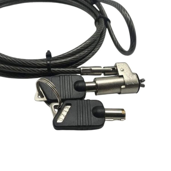 Secure your laptop with the durable cable lock featuring a key lock mechanism for enhanced theft prevention. Ideal for office, travel, and public spaces to protect valuable devices.