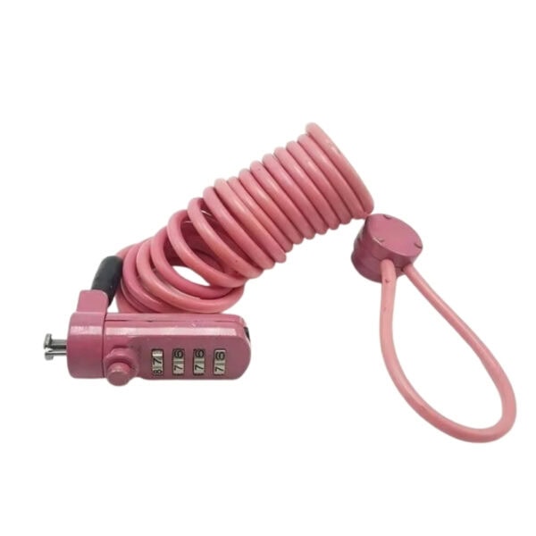 Secure your laptop with this pink cable lock featuring a combination lock for theft prevention. Ideal for office, travel, and public spaces to protect your device from unauthorized access.