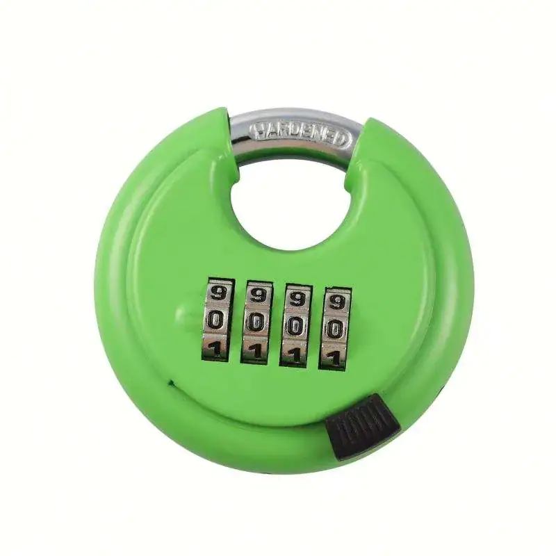 High-security green cycle lock featuring a durable zinc alloy body and a combination lock mechanism, ideal for bike security. Compact, anti-cut design, perfect for outdoor use and bike protection.
